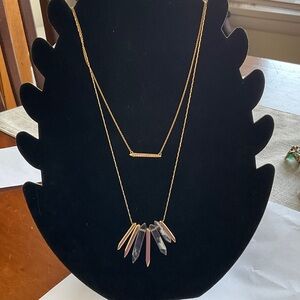 Stella & Dot Rebel  Gold and Crystal Layered Necklace